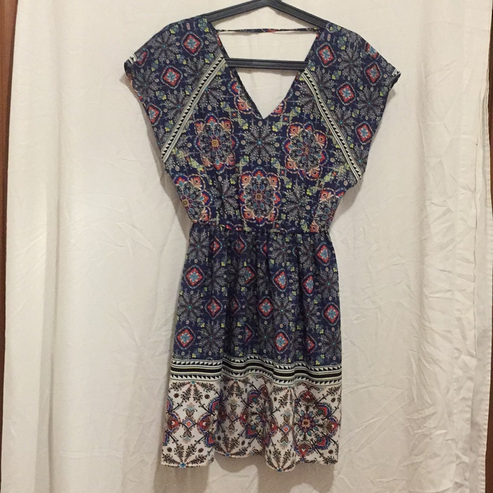 Charlotte russe Mini Dress/Blouse XS flower  blue